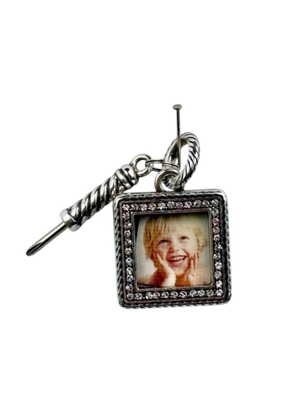 Brighton Memento Square Photo Charm Silver-plated Frame With Swarovski Crystals